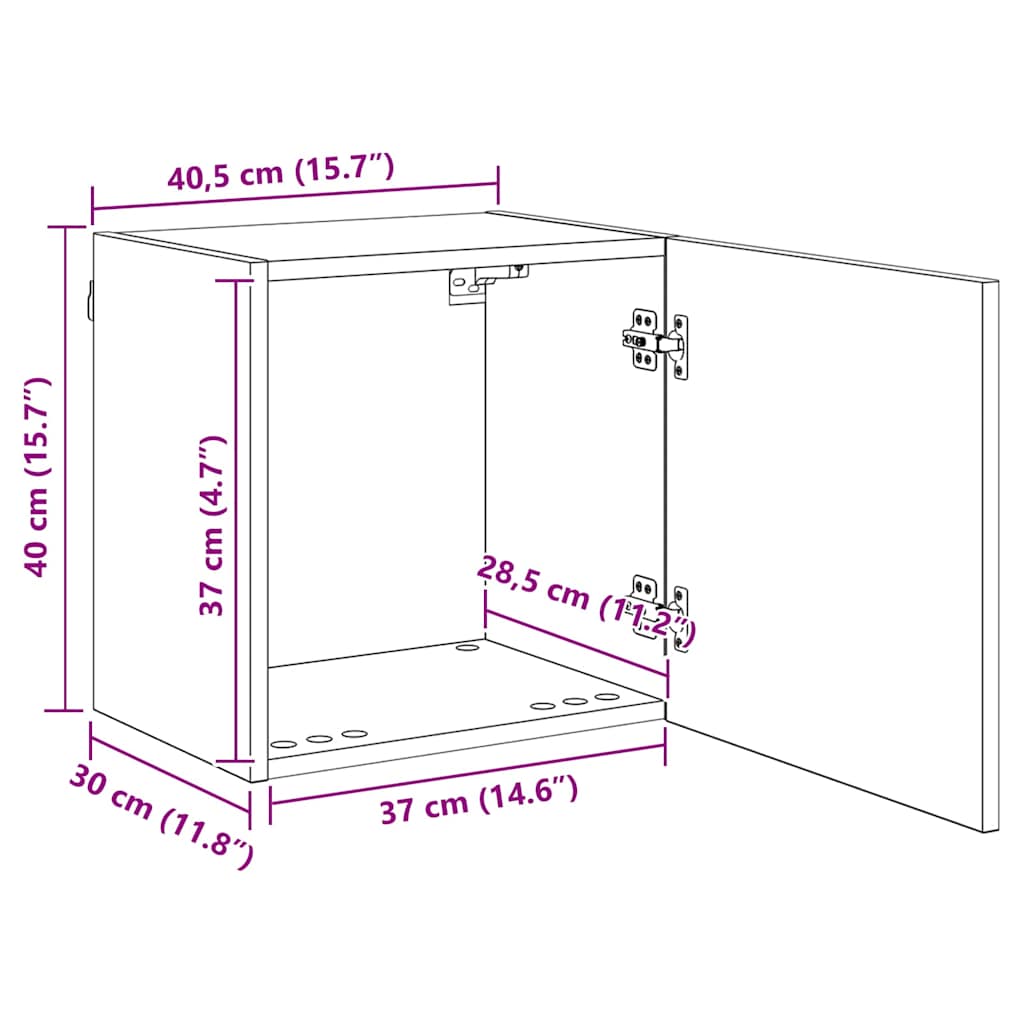 TV zidni ormar Zidne Crni hrast 40,5x30x40cm Konstruirano drvo