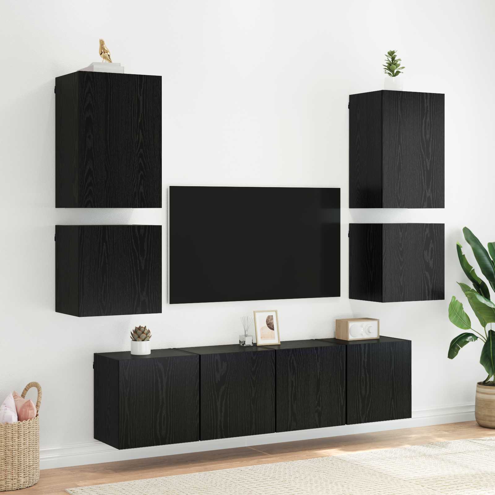 TV zidni ormari 2 pcs Crni hrast 40,5x30x40cm Konstruirano drvo