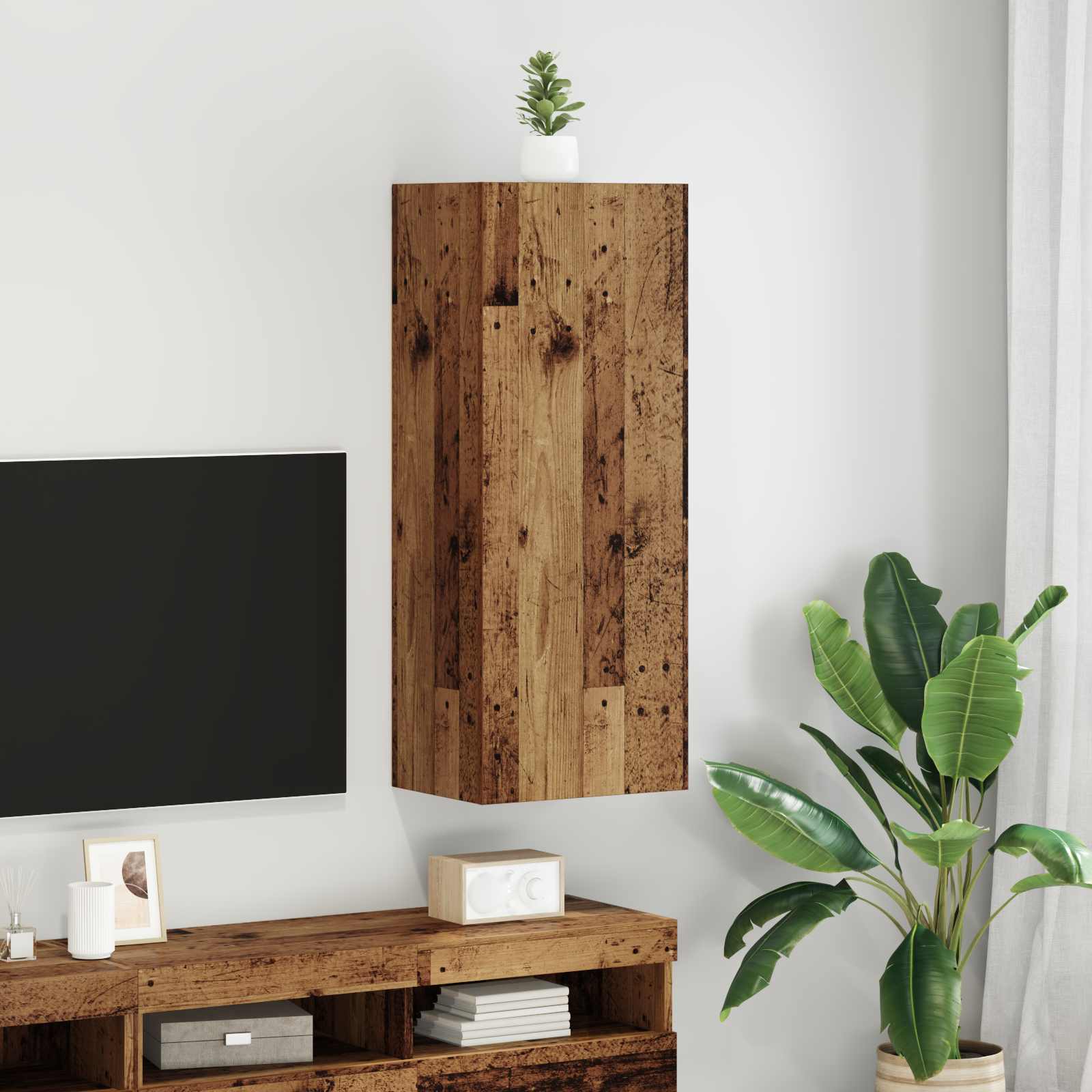 TV zidni ormar Staro drvo 40,5 x 30 x 102 cm Konstruirano drvo