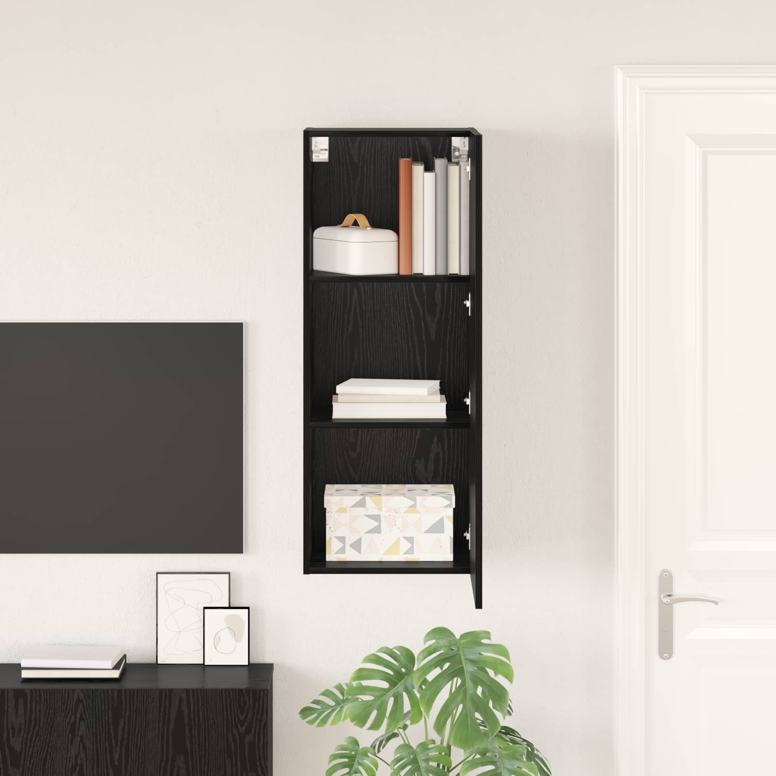 TV zidni ormar Crni hrast 40,5 x 30 x 102 cm Konstruirano drvo