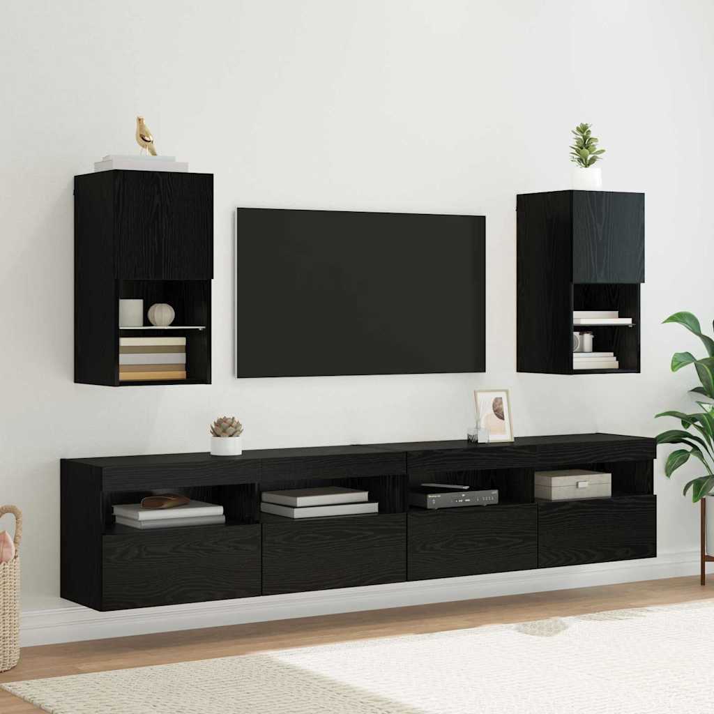 Zidni TV ormari Zidne 2 pcs Crni hrast 30,5 x 30 x 60 cm
