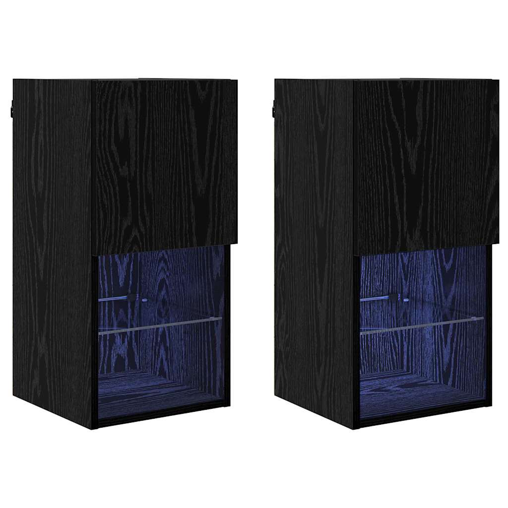 Zidni TV ormari Zidne 2 pcs Crni hrast 30,5 x 30 x 60 cm