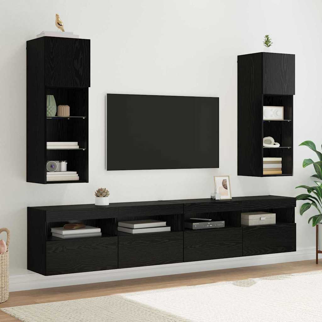 Zidni TV ormari Zidne 2 pcs Crni hrast 30,5 x 30 x 90 cm