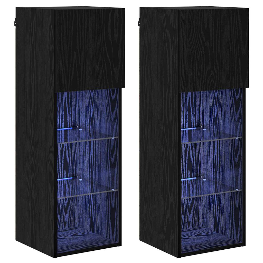 Zidni TV ormari Zidne 2 pcs Crni hrast 30,5 x 30 x 90 cm
