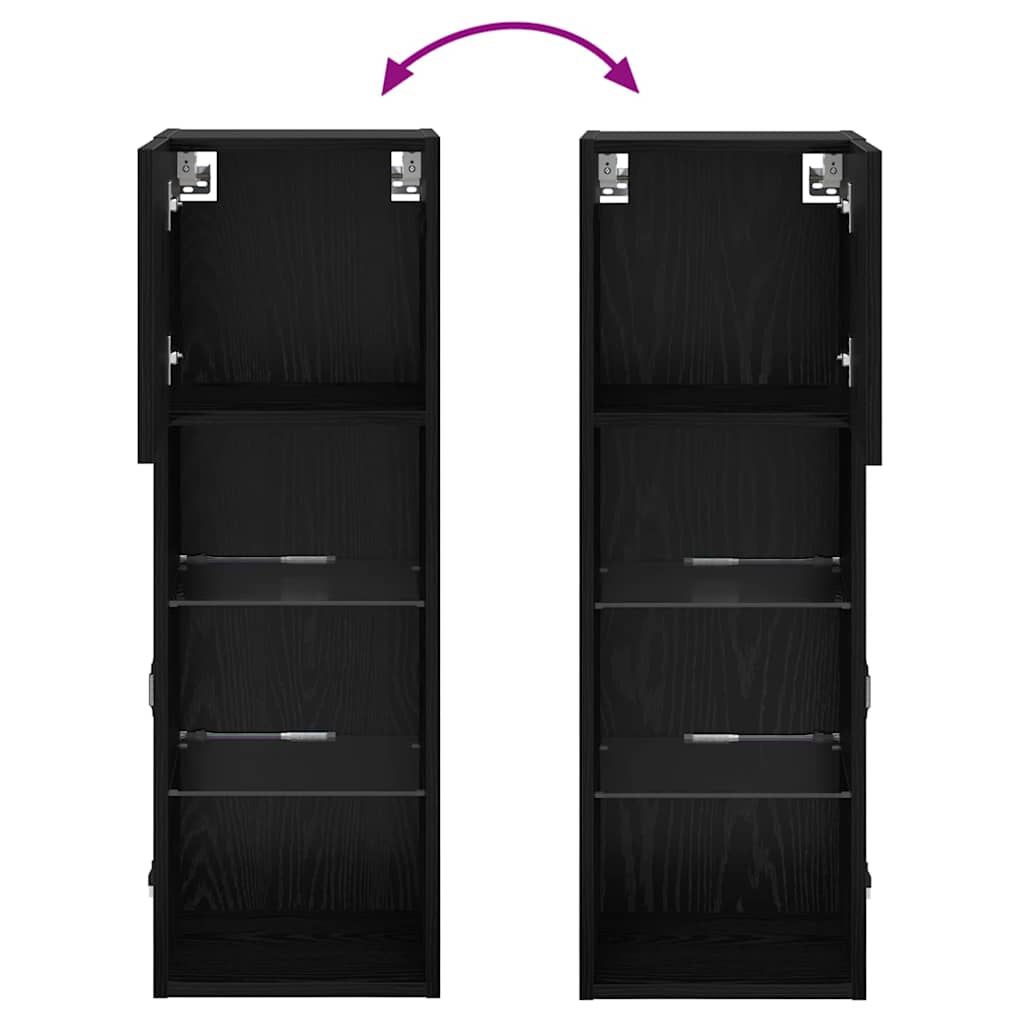 Zidni TV ormari Zidne 2 pcs Crni hrast 30,5 x 30 x 90 cm