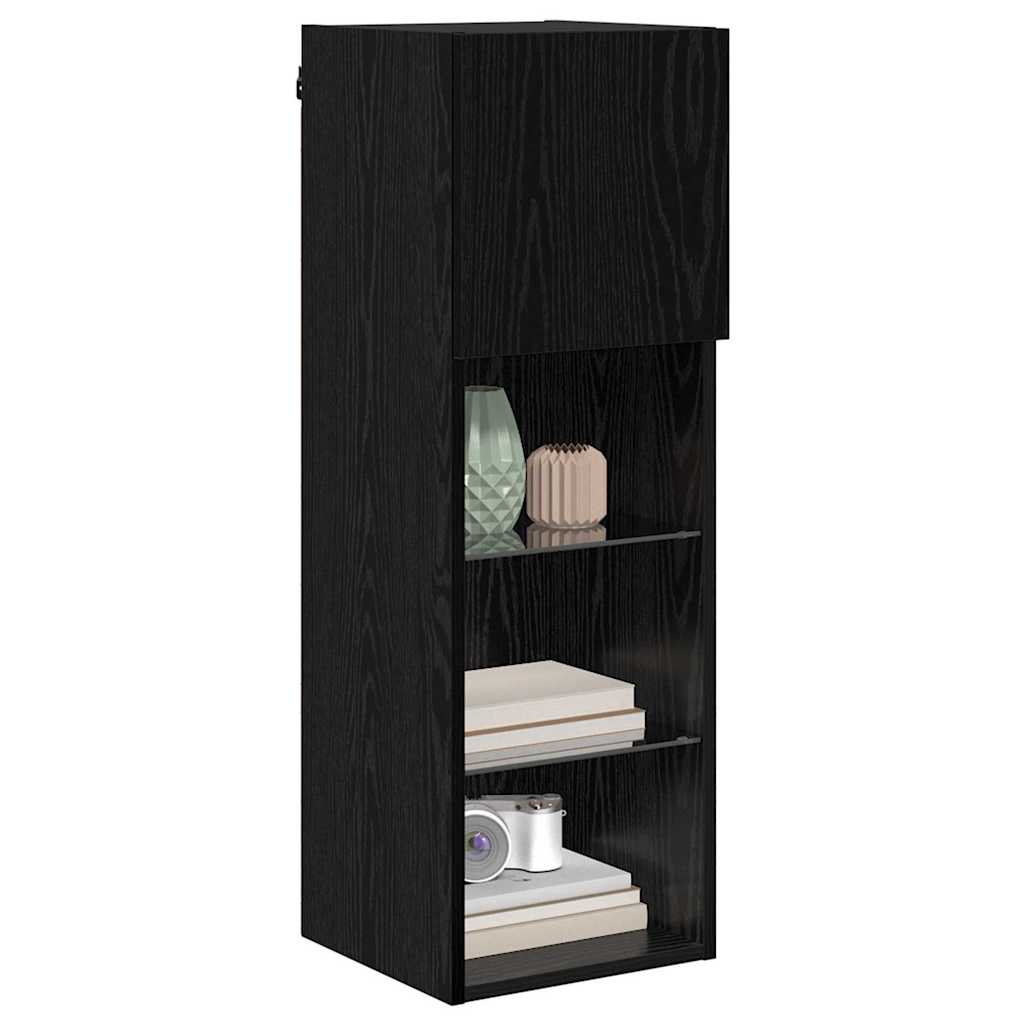 Zidni TV ormari Zidne 2 pcs Crni hrast 30,5 x 30 x 90 cm