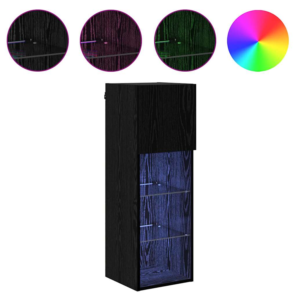 Zidni TV ormari Zidne 2 pcs Crni hrast 30,5 x 30 x 90 cm