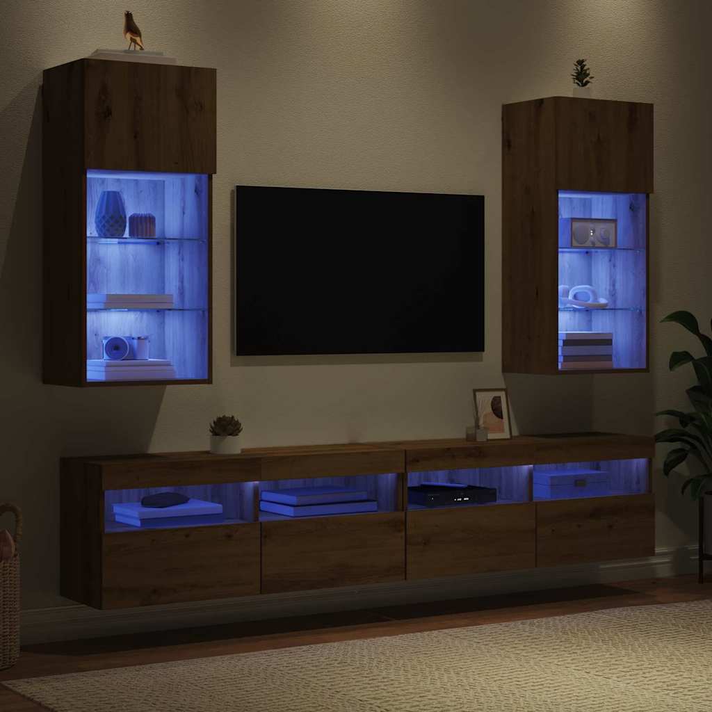 Zidni TV ormari Zidne 2 pcs Umjetnički hrast 40,5 x 30 x 90 cm