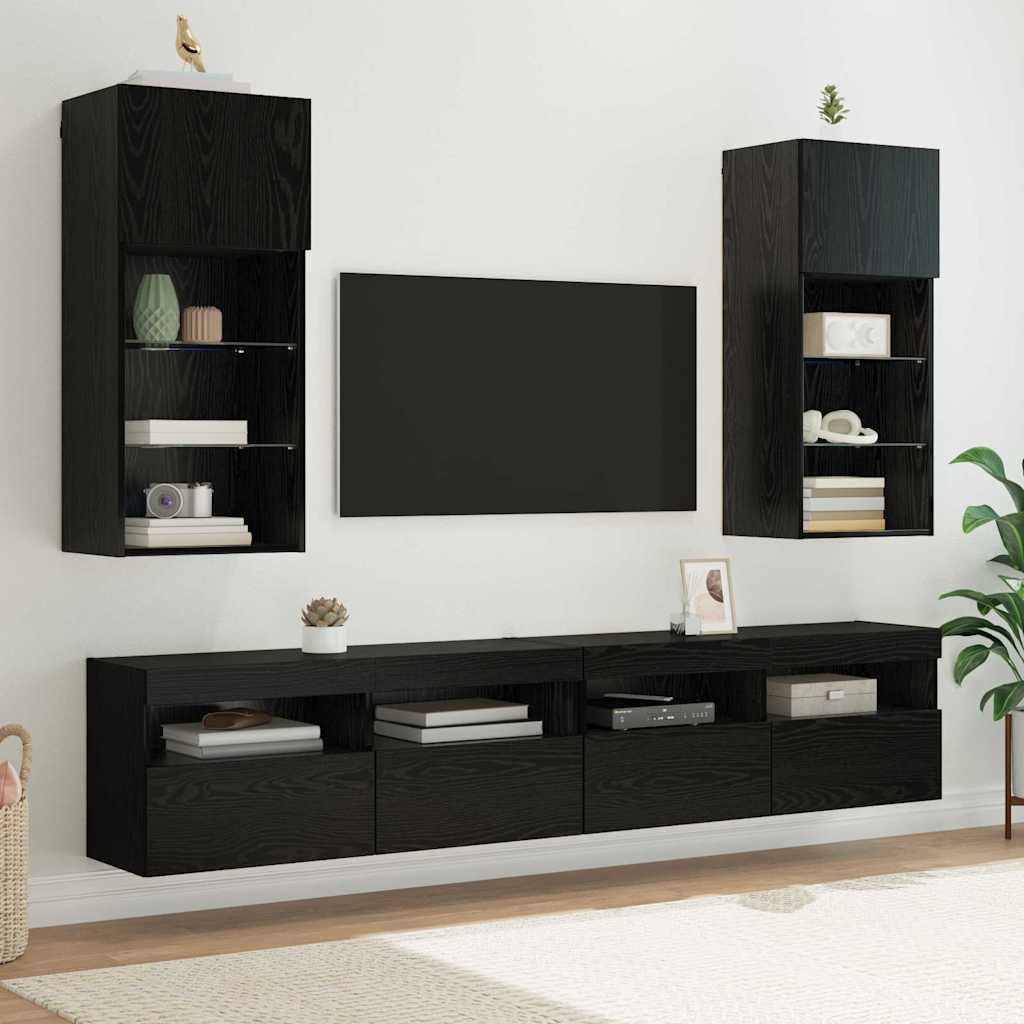 Zidni TV ormari Zidne 2 pcs Crni hrast 40,5 x 30 x 90 cm