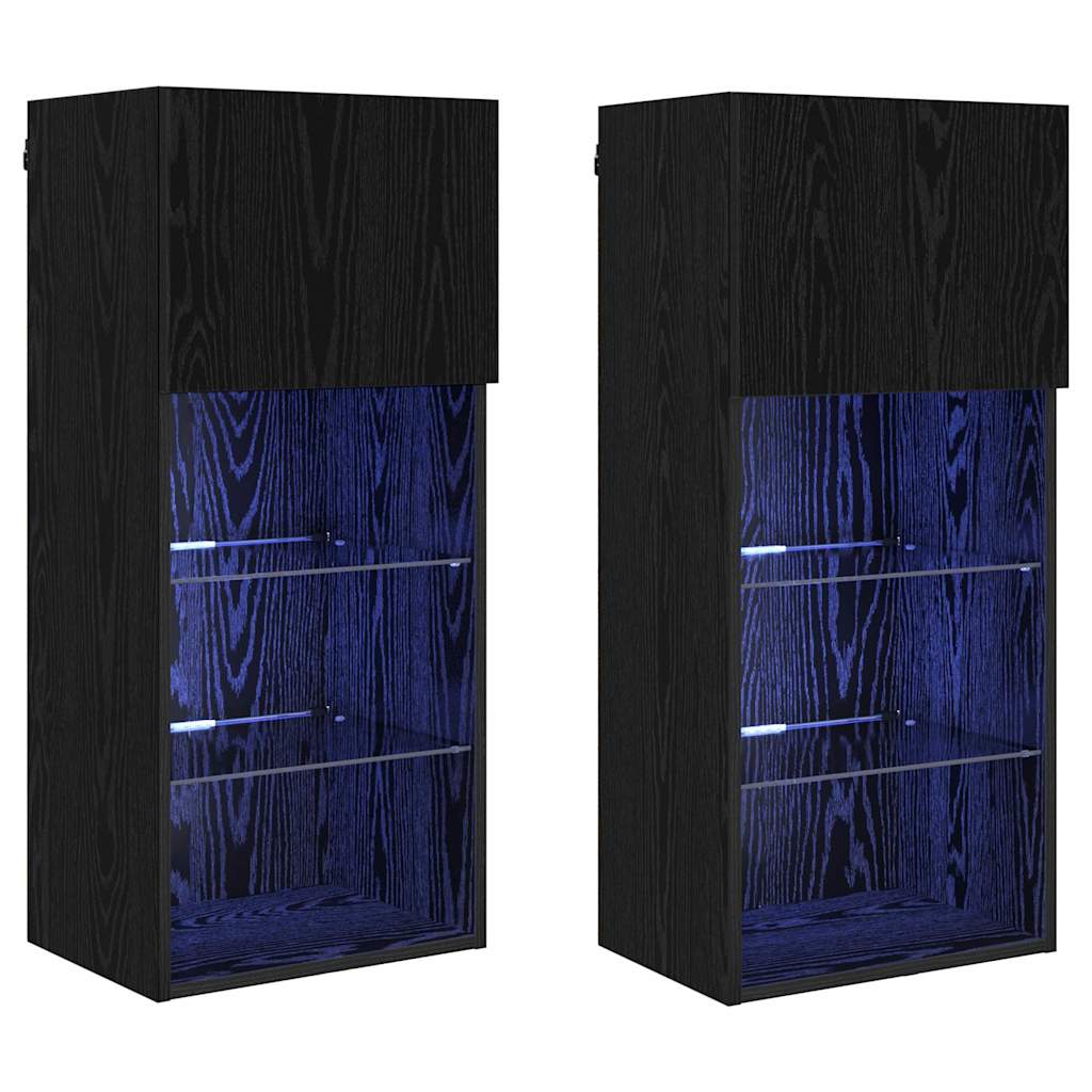 Zidni TV ormari Zidne 2 pcs Crni hrast 40,5 x 30 x 90 cm