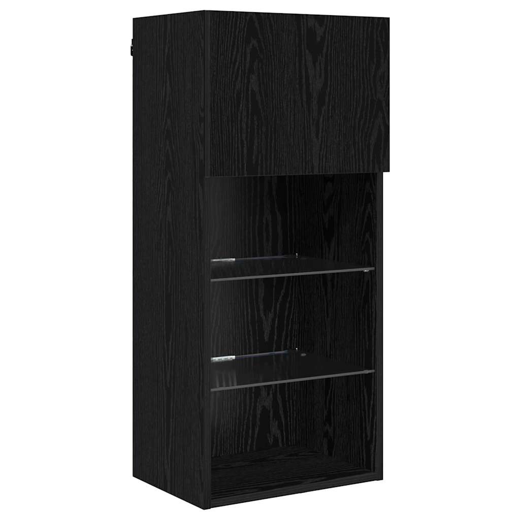 Zidni TV ormari Zidne 2 pcs Crni hrast 40,5 x 30 x 90 cm