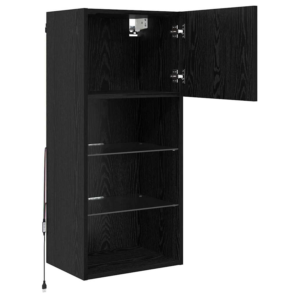Zidni TV ormari Zidne 2 pcs Crni hrast 40,5 x 30 x 90 cm