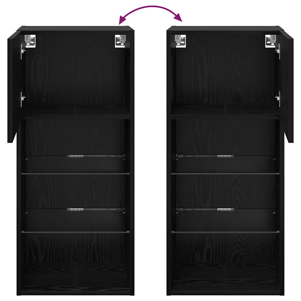 Zidni TV ormari Zidne 2 pcs Crni hrast 40,5 x 30 x 90 cm