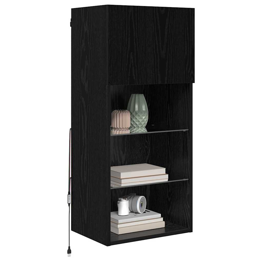 Zidni TV ormari Zidne 2 pcs Crni hrast 40,5 x 30 x 90 cm