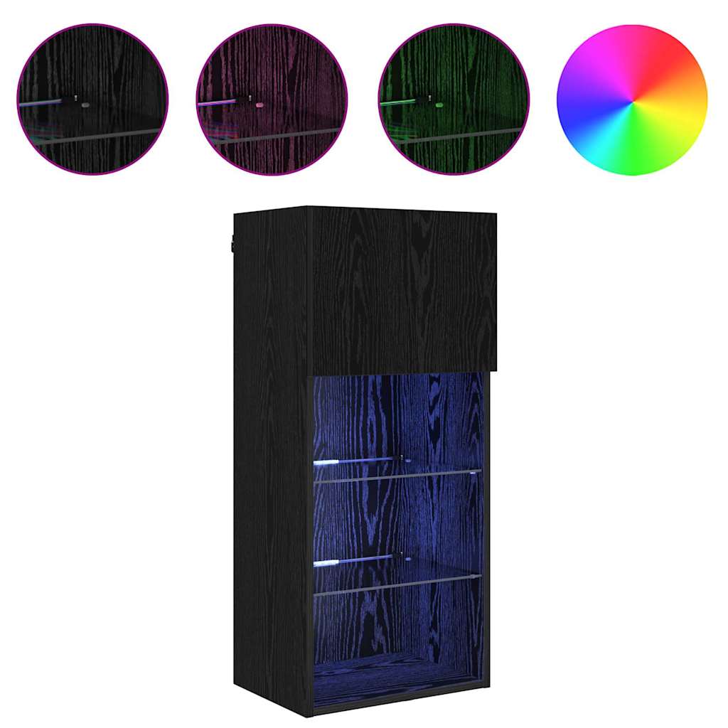 Zidni TV ormari Zidne 2 pcs Crni hrast 40,5 x 30 x 90 cm
