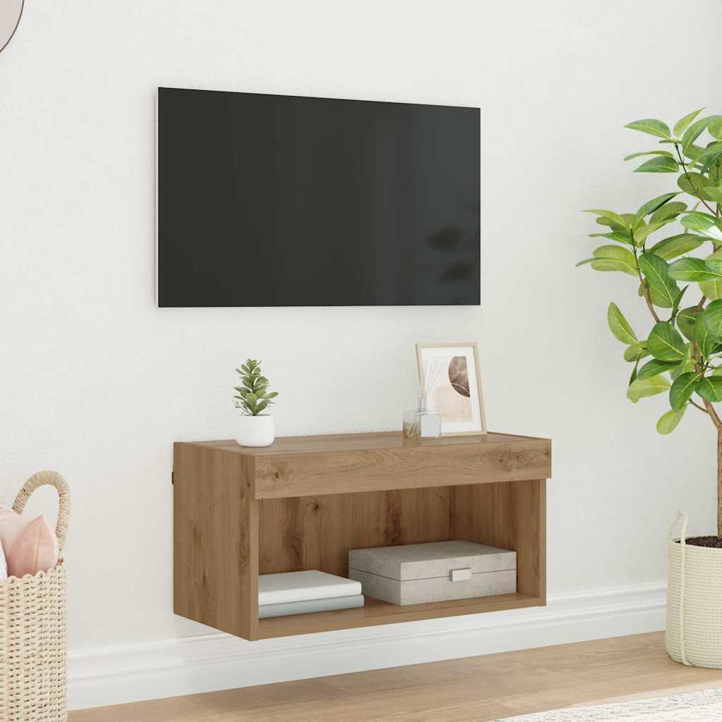 Set TV komoda s LED svjetlima Umjetnički hrast 60 x 30 x 30 cm