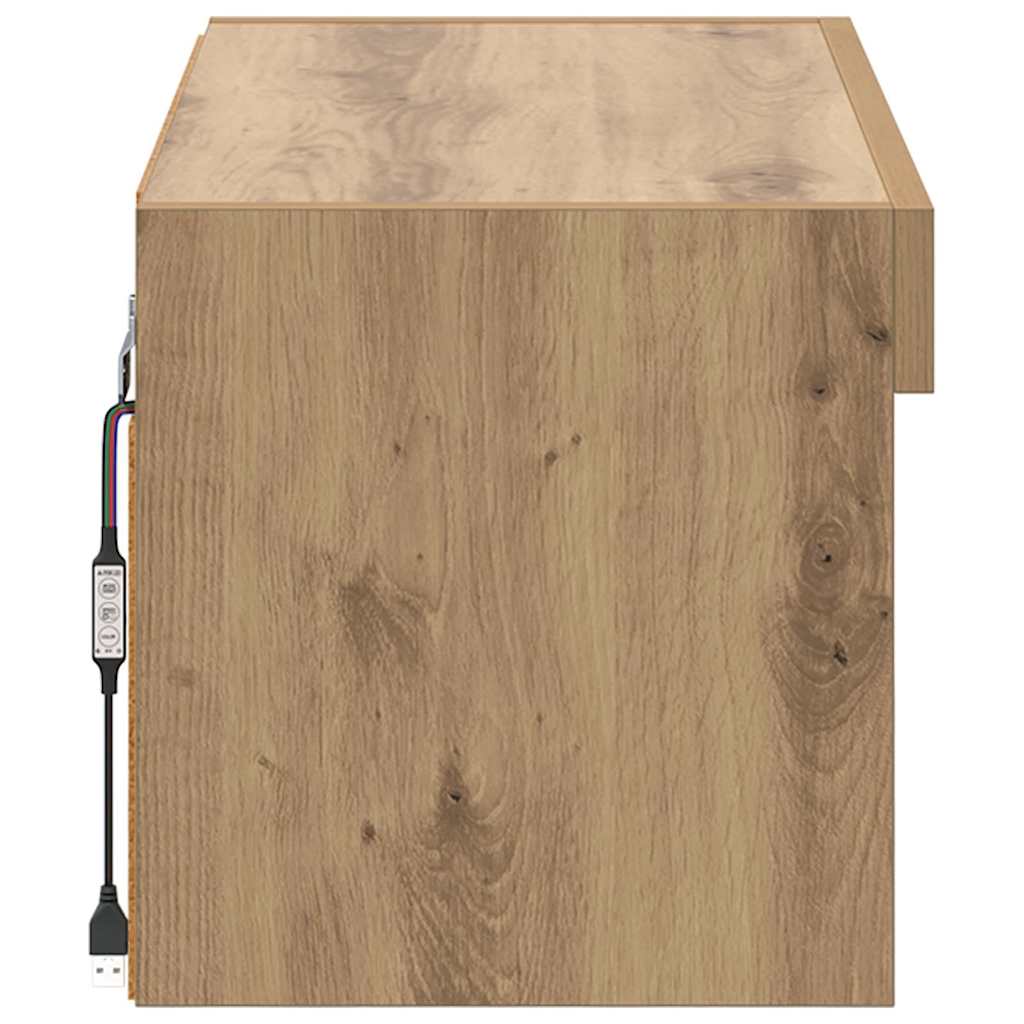 Set TV komoda s LED svjetlima Umjetnički hrast 60 x 30 x 30 cm