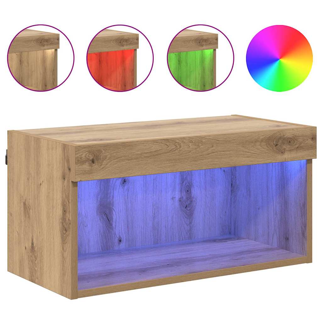 Set TV komoda s LED svjetlima Umjetnički hrast 60 x 30 x 30 cm