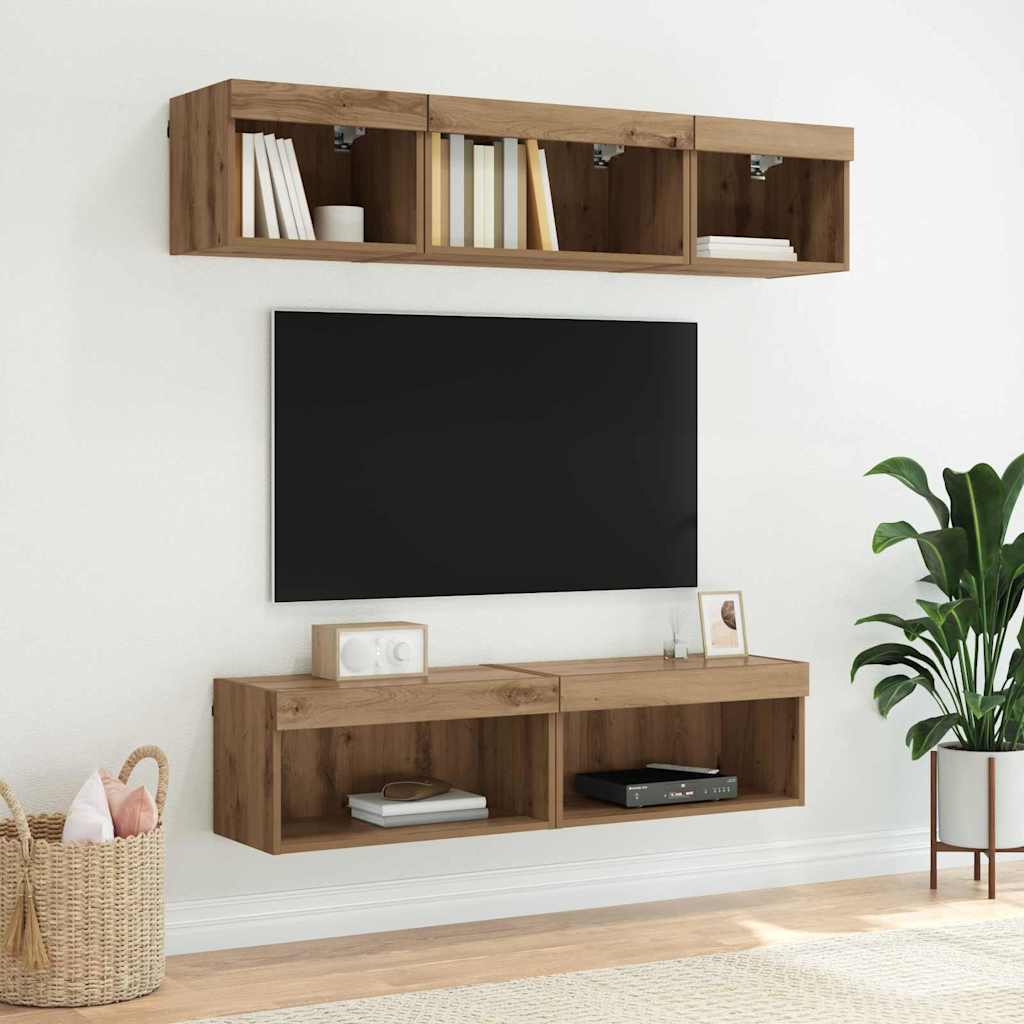 Set TV komoda Zidne 2 pcs Umjetnički hrast 60 x 30 x 30 cm
