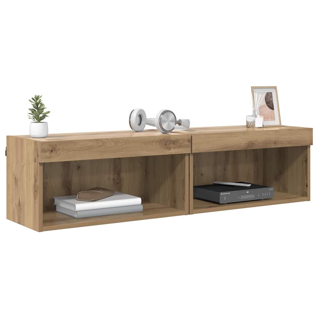 Set TV komoda Zidne 2 pcs Umjetnički hrast 60 x 30 x 30 cm