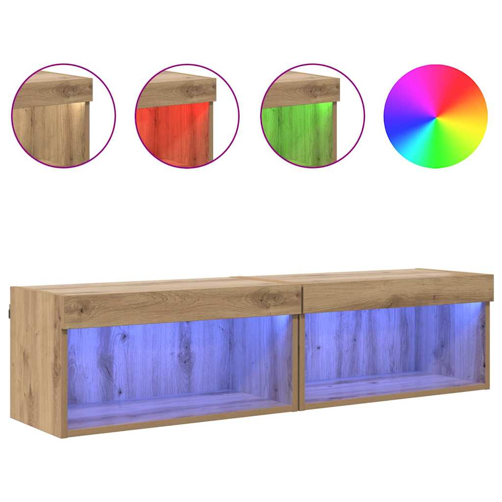 Set TV komoda Zidne 2 pcs Umjetnički hrast 60 x 30 x 30 cm