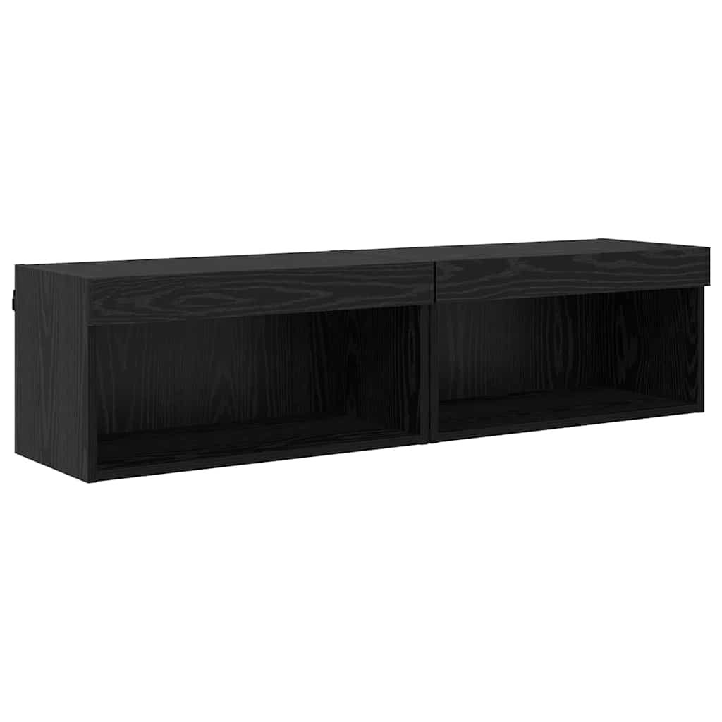 Set TV komoda s LED svjetlima 2 pcs Crni hrast 60 x 30 x 30 cm