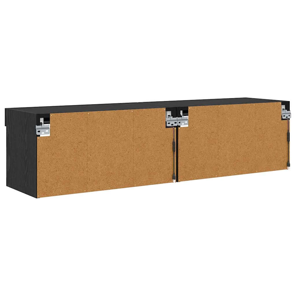 Set TV komoda s LED svjetlima 2 pcs Crni hrast 60 x 30 x 30 cm