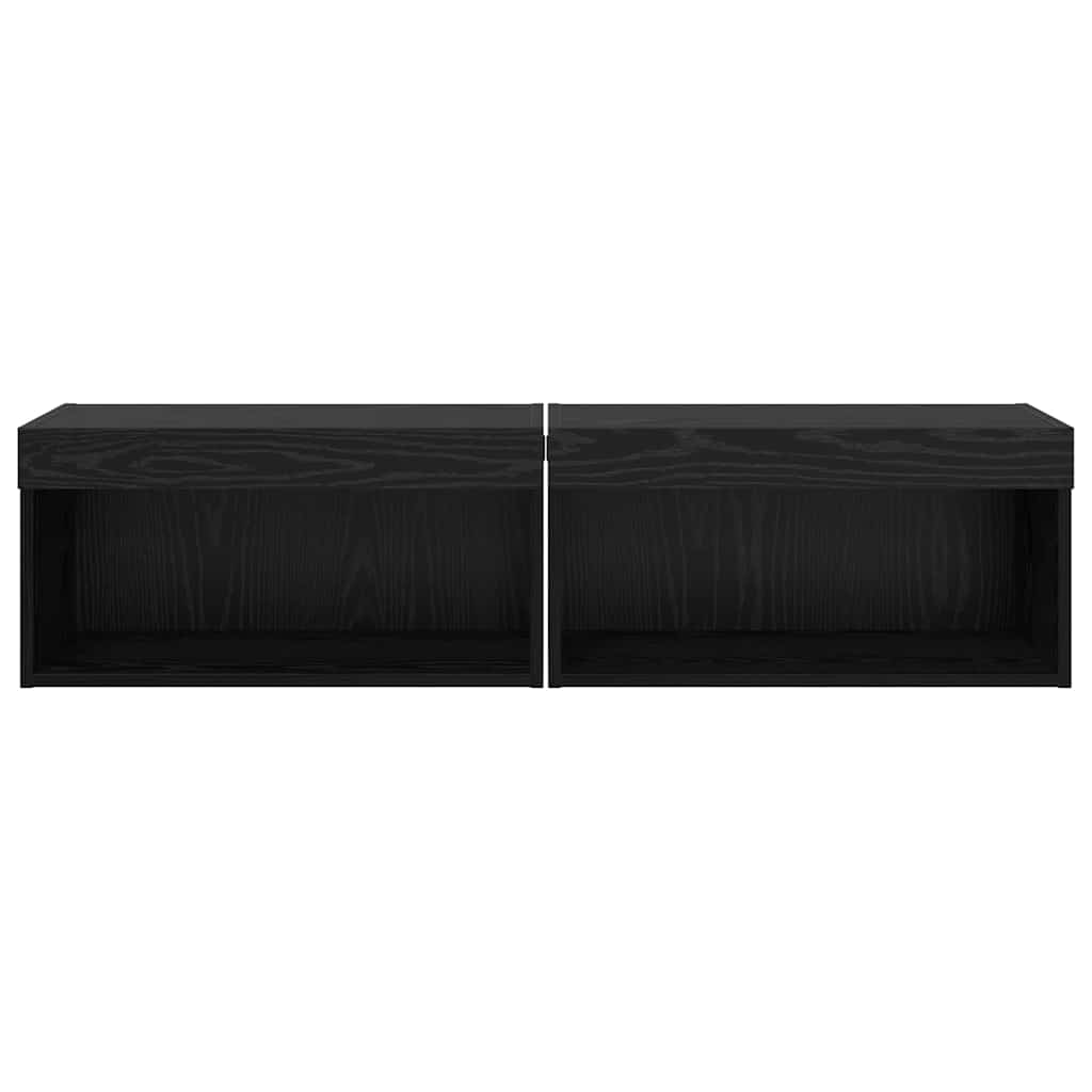 Set TV komoda s LED svjetlima 2 pcs Crni hrast 60 x 30 x 30 cm