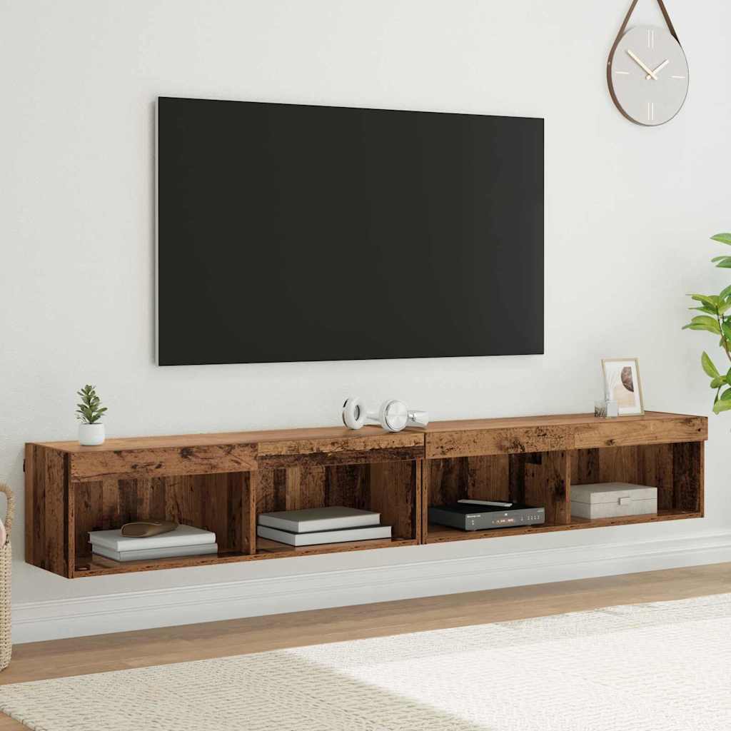 Set TV komoda s LED svjetlima 2 pcs Staro drvo 100 x 30 x 30 cm