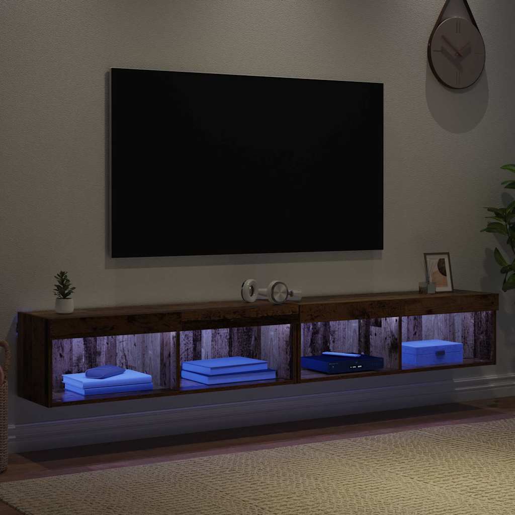 Set TV komoda s LED svjetlima 2 pcs Staro drvo 100 x 30 x 30 cm
