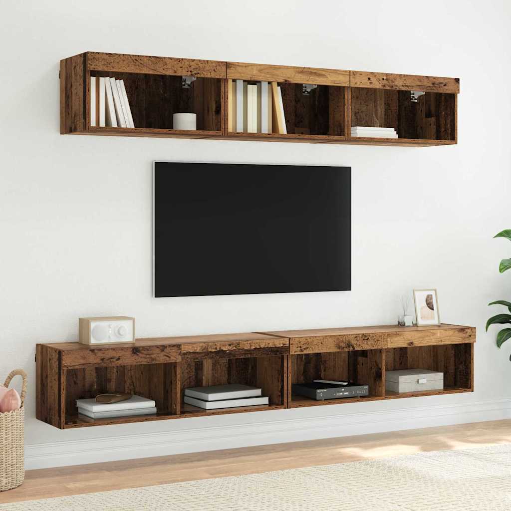 Set TV komoda s LED svjetlima 2 pcs Staro drvo 100 x 30 x 30 cm