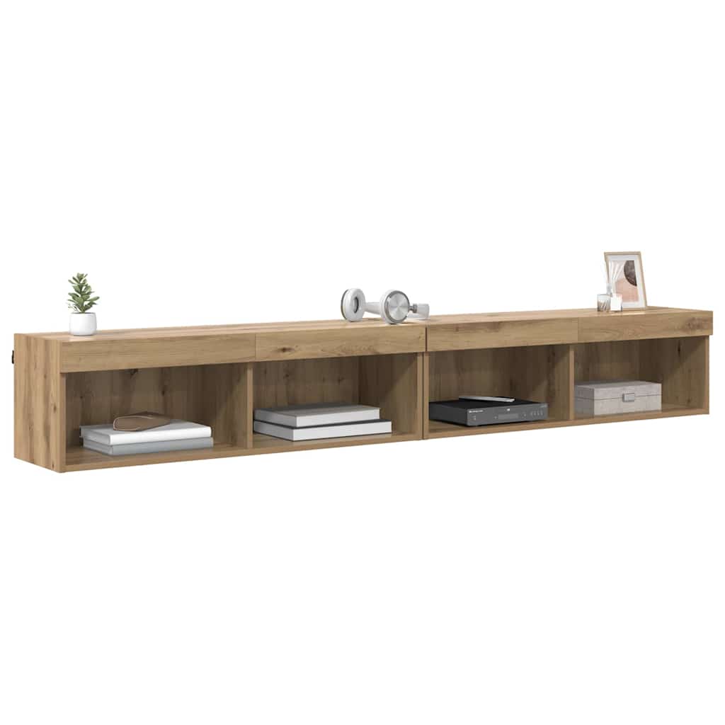 Set TV komoda Zidne 2 pcs Umjetnički hrast 100 x 30 x 30 cm