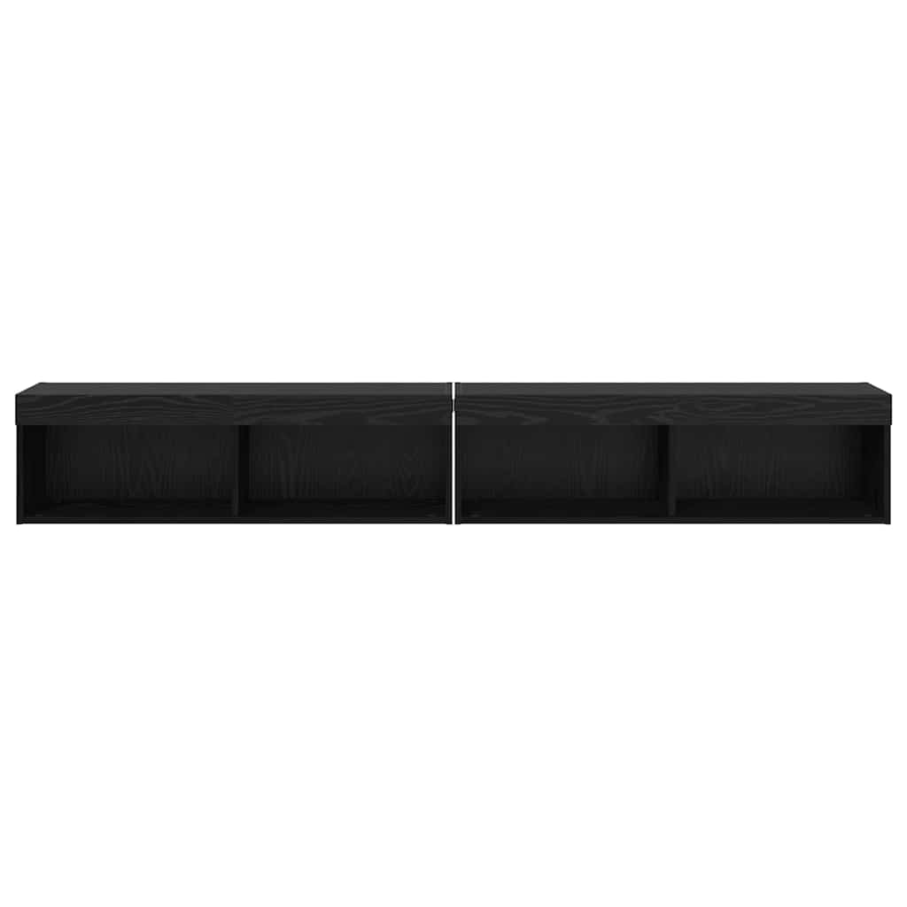 Set TV komoda s LED svjetlima 2 pcs Crni hrast 100 x 30 x 30 cm