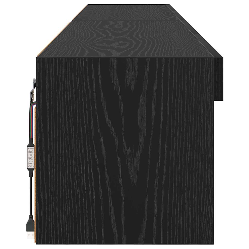 Set TV komoda s LED svjetlima 2 pcs Crni hrast 100 x 30 x 30 cm