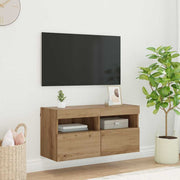 TV zidni ormar s LED svjetlima Umjetnički hrast 80 x 30 x 40 cm