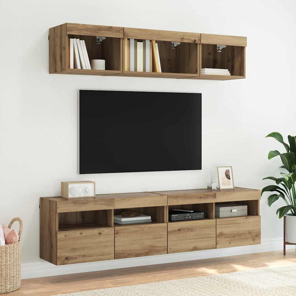 TV zidni ormar s LED svjetlima Umjetnički hrast 80 x 30 x 40 cm