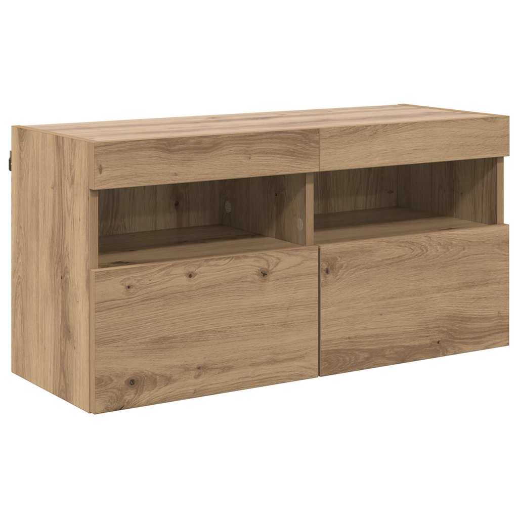 TV zidni ormar s LED svjetlima Umjetnički hrast 80 x 30 x 40 cm