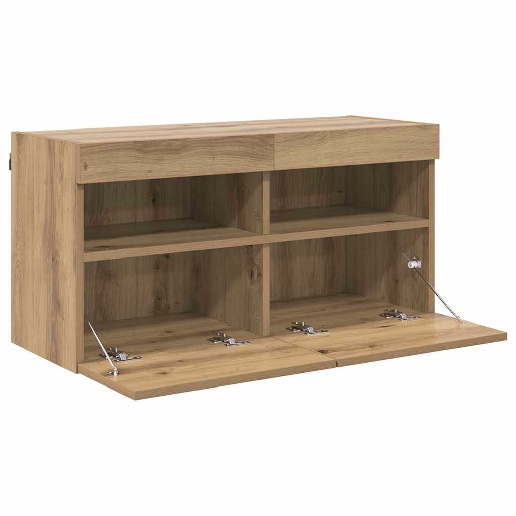 TV zidni ormar s LED svjetlima Umjetnički hrast 80 x 30 x 40 cm