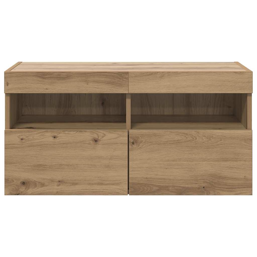 TV zidni ormar s LED svjetlima Umjetnički hrast 80 x 30 x 40 cm