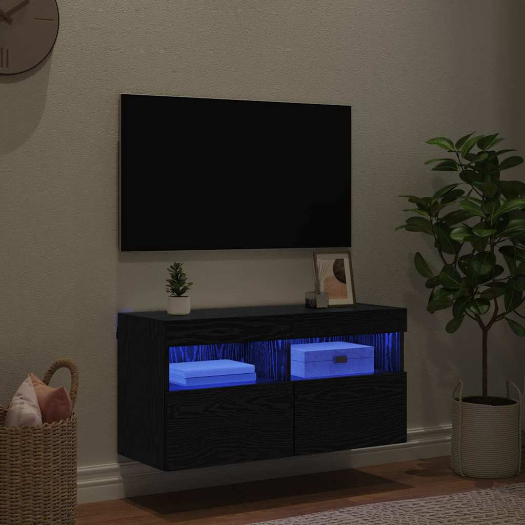 TV zidni ormar Crni hrast 80 x 30 x 40 cm Konstruirano drvo