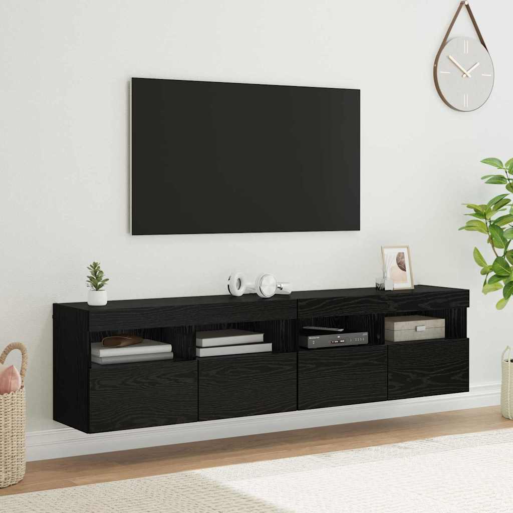 TV zidni ormari Zidne 2 pcs Crni hrast 80 x 30 x 40 cm