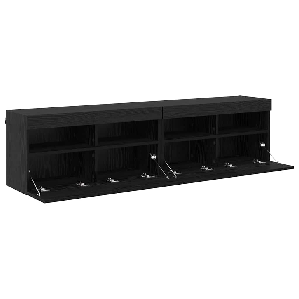 TV zidni ormari Zidne 2 pcs Crni hrast 80 x 30 x 40 cm