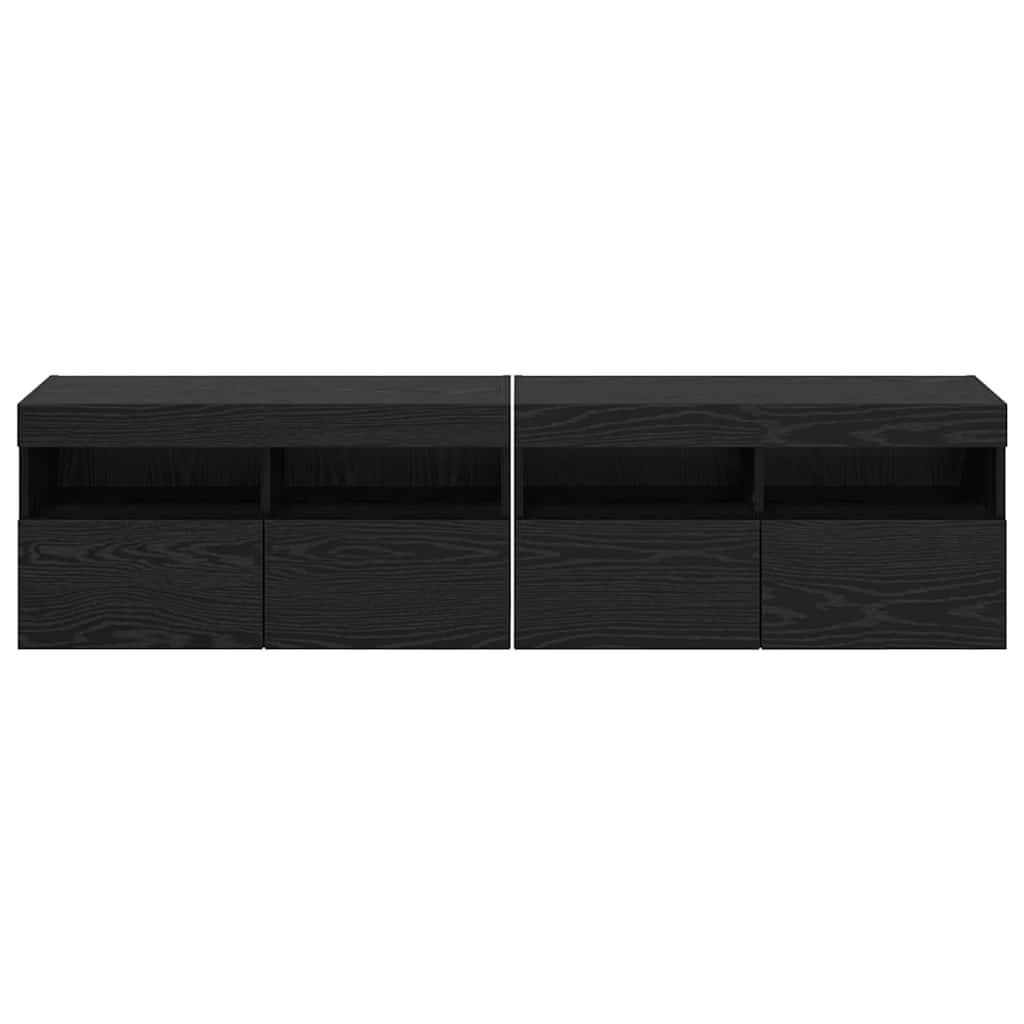 TV zidni ormari Zidne 2 pcs Crni hrast 80 x 30 x 40 cm
