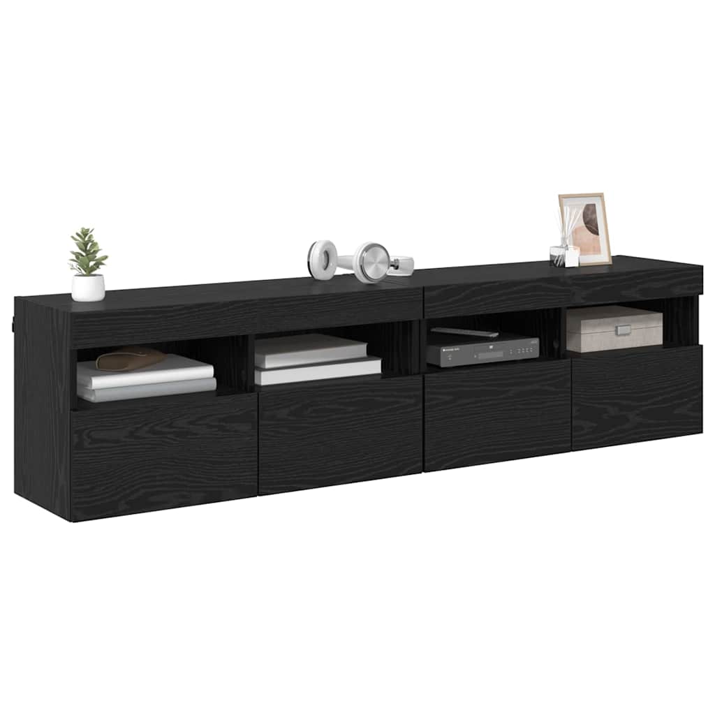 TV zidni ormari Zidne 2 pcs Crni hrast 80 x 30 x 40 cm