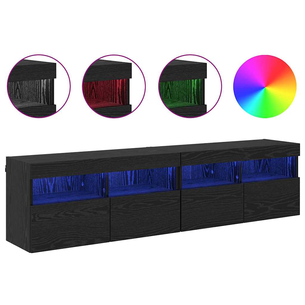 TV zidni ormari Zidne 2 pcs Crni hrast 80 x 30 x 40 cm