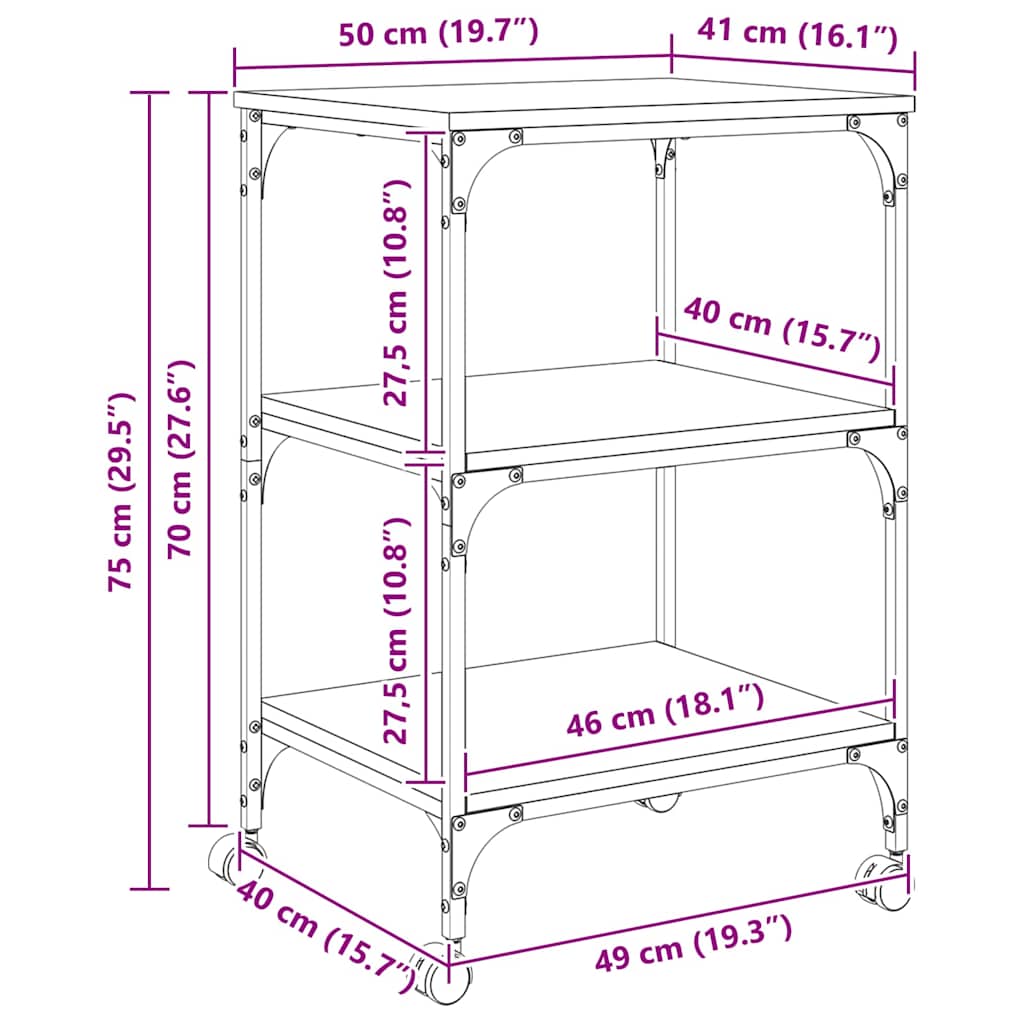 Držač za printer Umjetnički hrast 50 x 41 x 75 cm