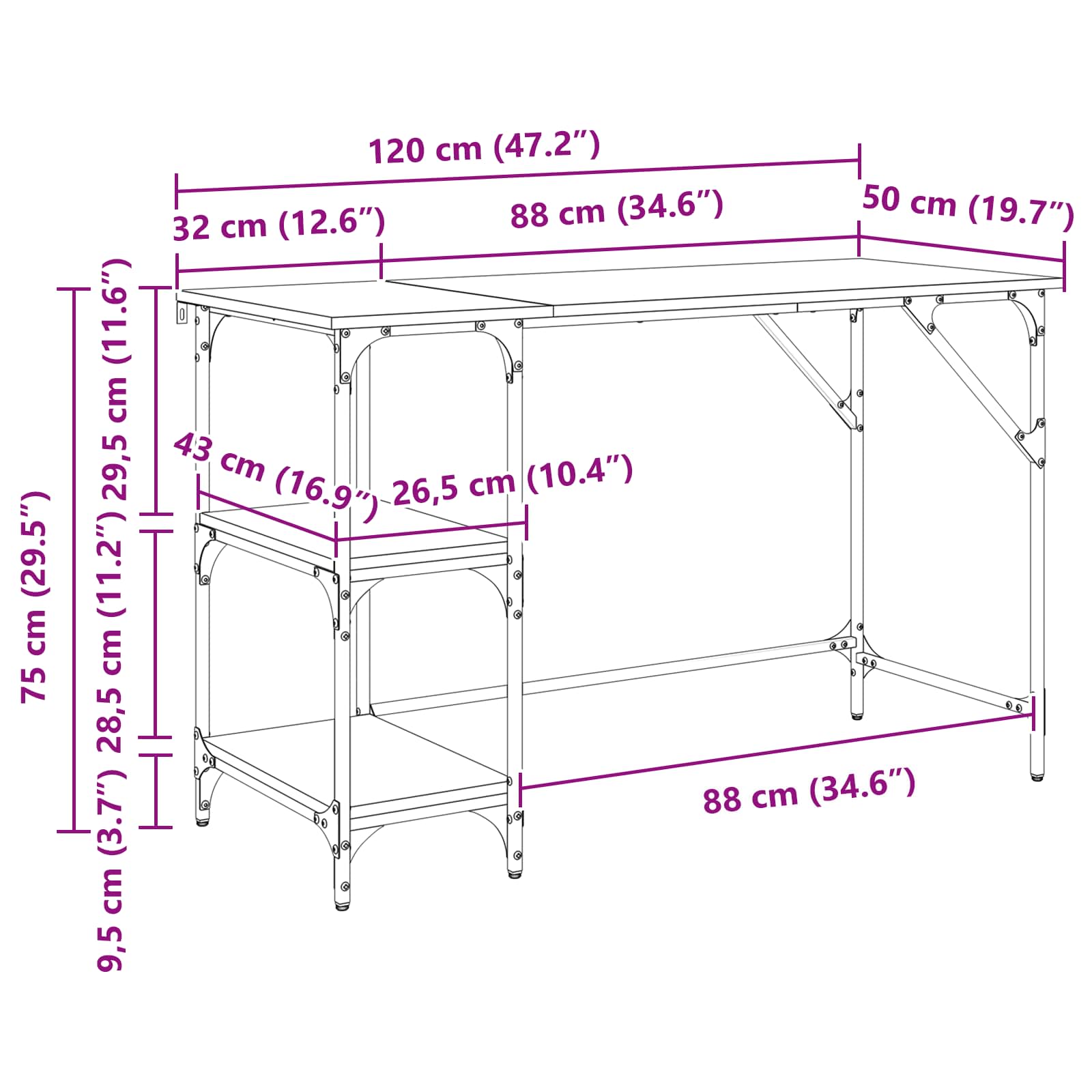 Stol Staro drvo 120 x 50 x 75 cm Konstruirano drvo