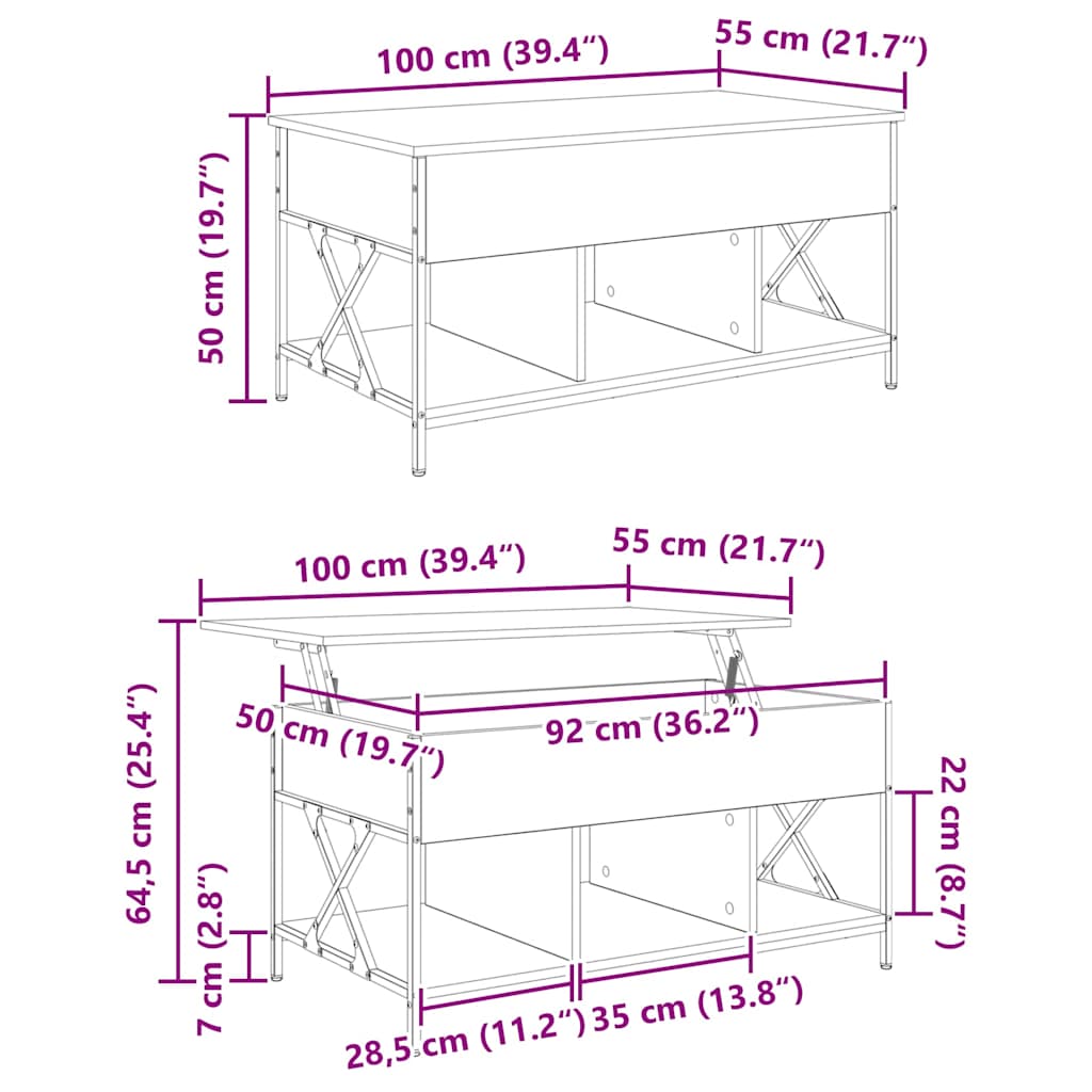 Kava Stol Staro drvo 100 x 55 x 48.5 cm Konstruirano drvo