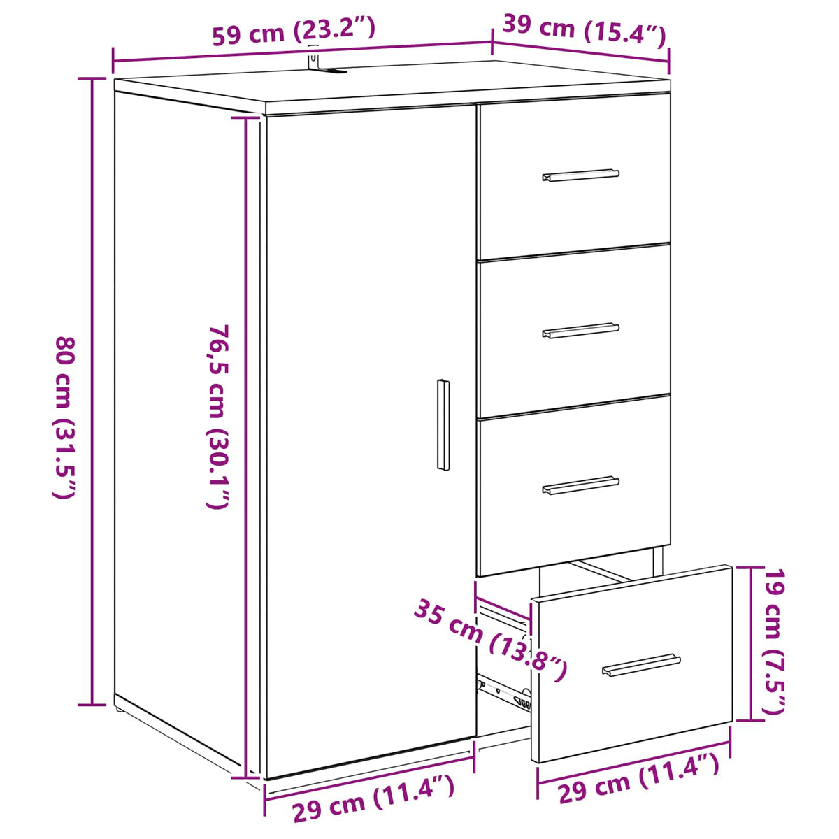 Kreveta s ladicama Crni hrast 59 x 39 x 80 cm Konstruirano drvo