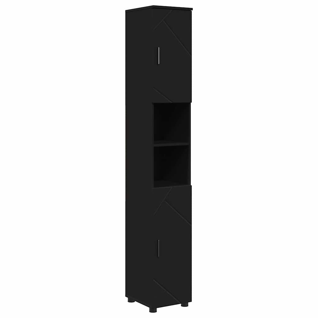 Kupaonski ormar Crna 30 x 35 x 192 cm Konstruirano drvo & Metal